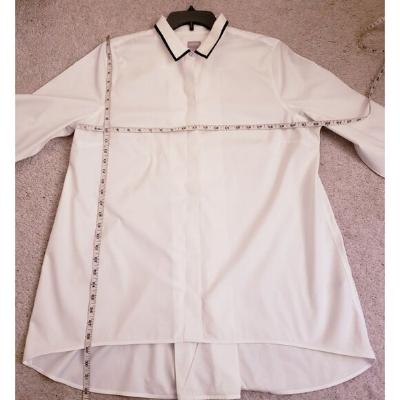 Chicos' 100% Cotton Black Trimmed Jeweled Button Up Shirt Tunic Size L EUC - Picture 7 of 11